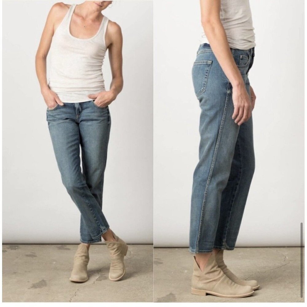 AMO Womens Jeans 26 Kate Girl Crush Blue Vintage Wash Straight Leg